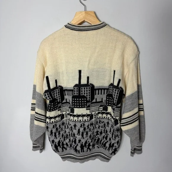 Vintage Westmorland Knit 100% Wool Sweater City Neutrals Crewneck Size Large *O - Picture 11 of 14